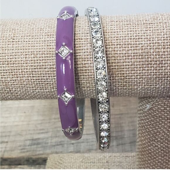PREMIER DESIGNS Set Of 2 Crystal Embellished Bangle Bracelets - Picture 1 of 8